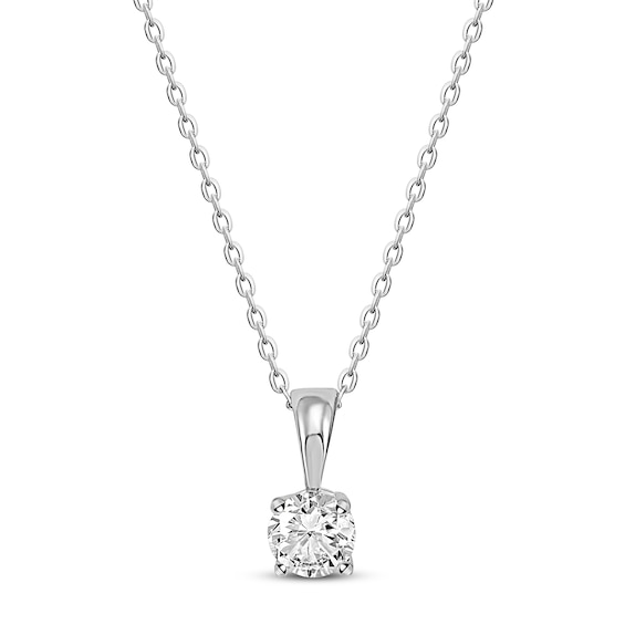 Solitaire Diamond Necklace 1/ ct tw Round-cut 14K White Gold 18" (I/I2
