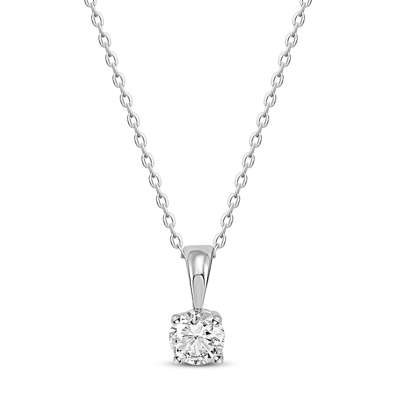 Solitaire Diamond Necklace 1/2 ct tw Round-cut 14K White Gold 18" (I/I2)