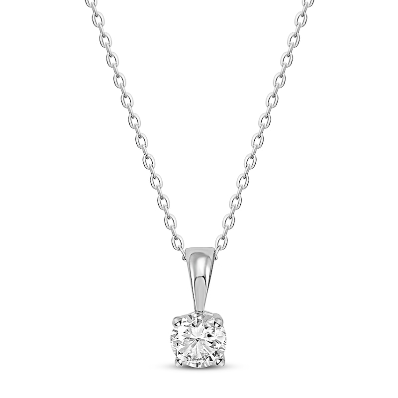 Main Image 1 of Solitaire Diamond Necklace 1/2 ct tw Round-cut 14K White Gold 18&quot; (I/I2)
