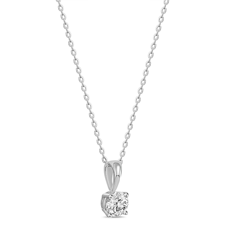 Solitaire Diamond Necklace 1/2 ct tw Round-cut 14K White Gold 18" (I/I2)