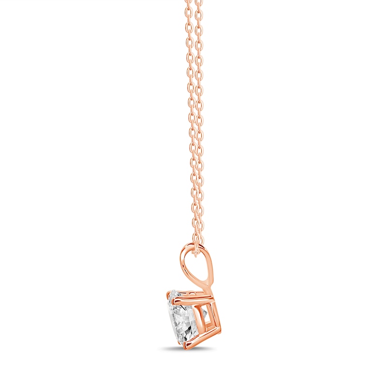 Solitaire Diamond Necklace 1 ct tw Round-cut 14K Rose Gold 18