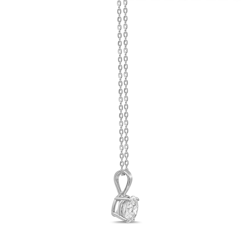 Solitaire Diamond Necklace 1 ct tw Round-cut 14K White Gold 18" (I/I2)