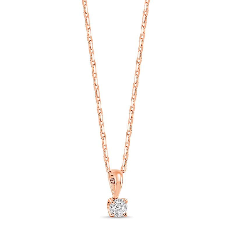 Solitaire Diamond Necklace 1/4 ct tw Round-cut 14K Rose Gold 18"