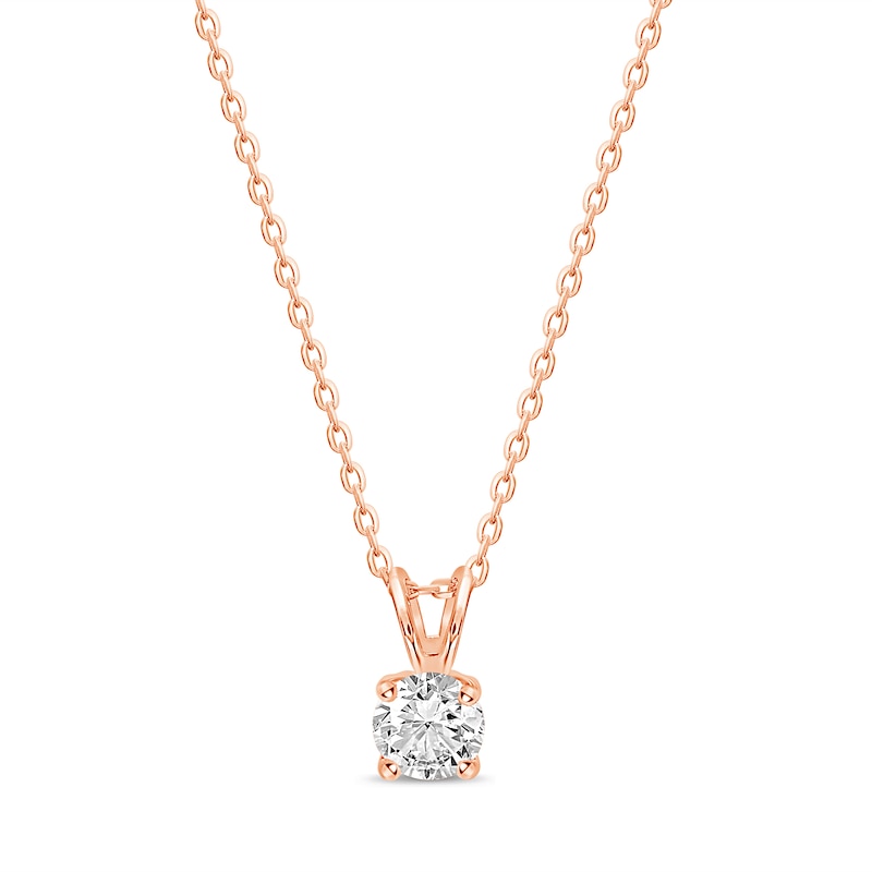 Solitaire Diamond Necklace 1/2 ct tw Round-cut 14K Rose Gold 18"