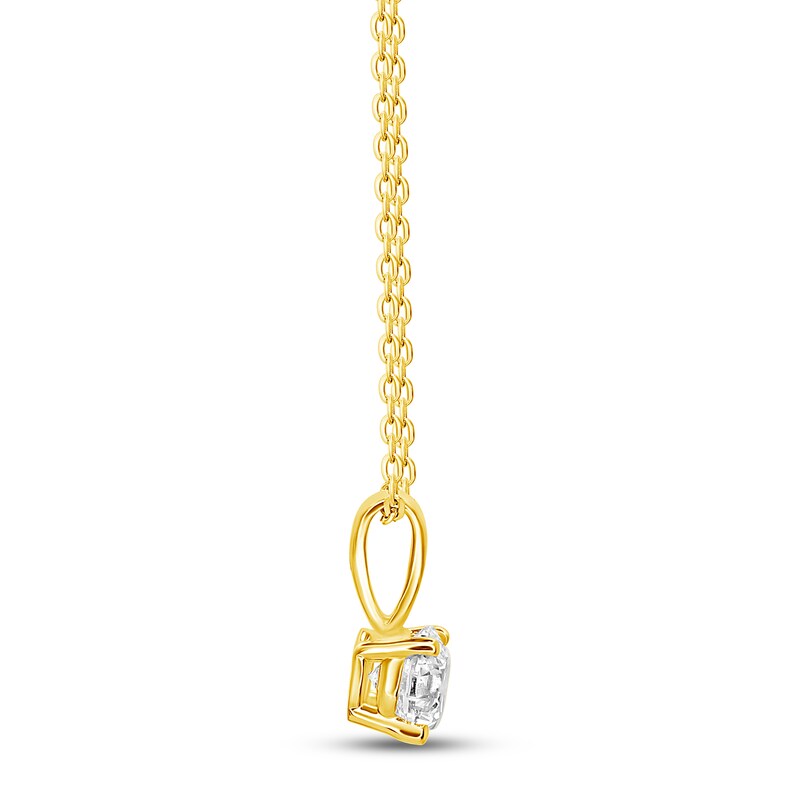 Solitaire Diamond Necklace 1/2 ct tw Round-cut 14K Yellow Gold 18"