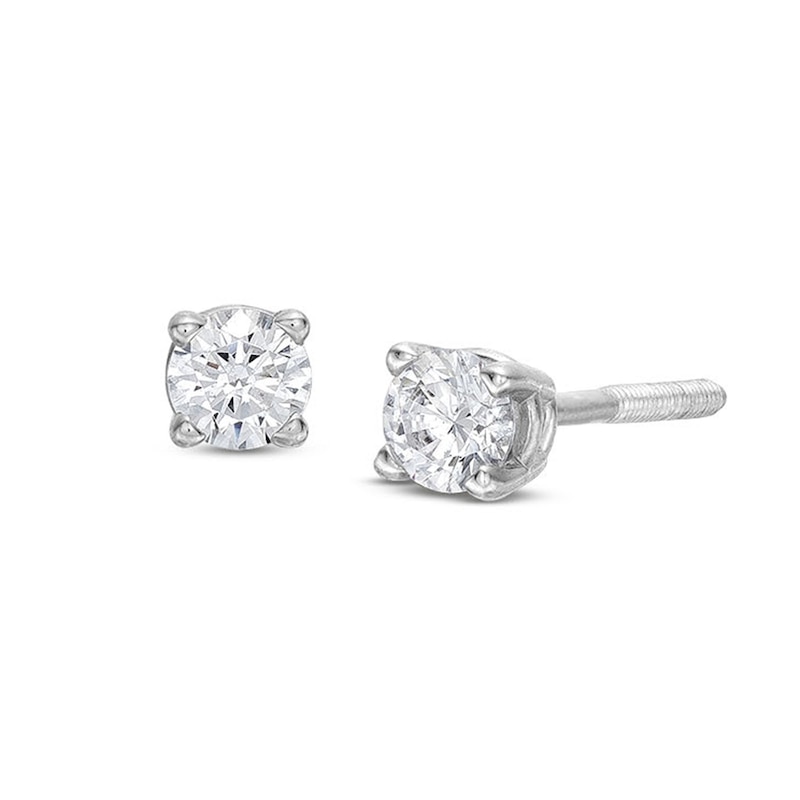 Main Image 1 of Certified Round-cut Diamond Earrings 1/4 ct tw 14K White Gold (I/I1)