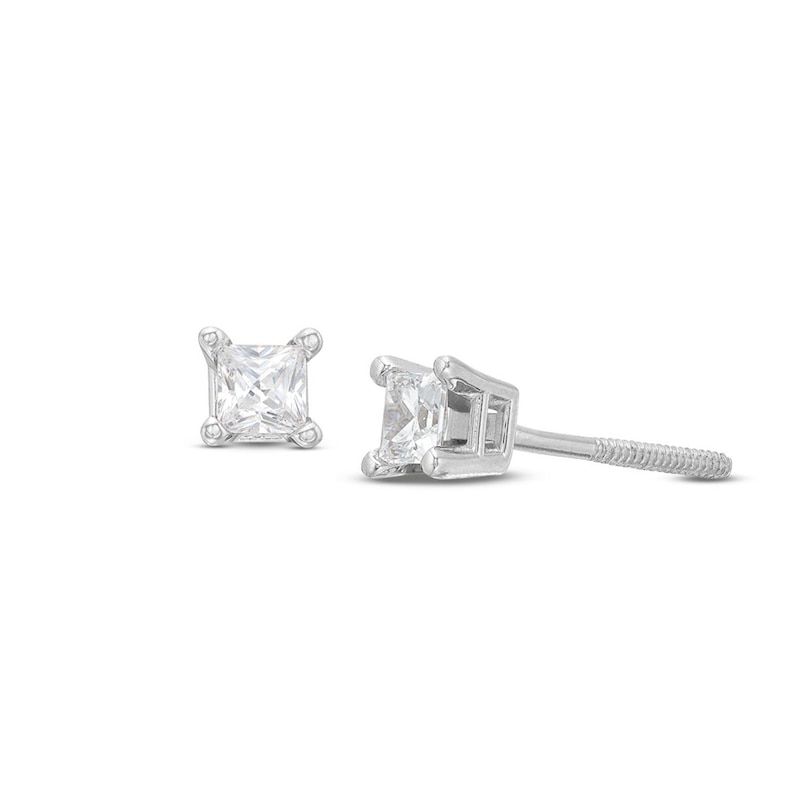 Certified Princess-cut Diamond Earrings 1/4 ct tw 14K White Gold (I/I1)