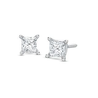Certified Diamond Princess-Cut Diamond Solitaire Stud Earrings 1/2 ct tw 14K White Gold (I/I1)