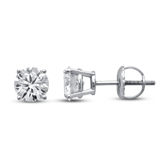 Certified Diamond Earrings 1-1/4 ct tw Round-cut 14K White Gold (I/I1