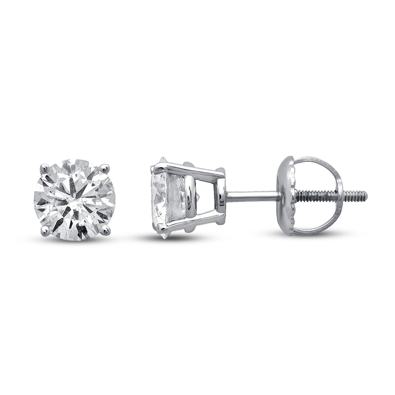 Main Image 1 of Certified Diamond Earrings 1-1/4 ct tw Round-cut 14K White Gold (I/I1)