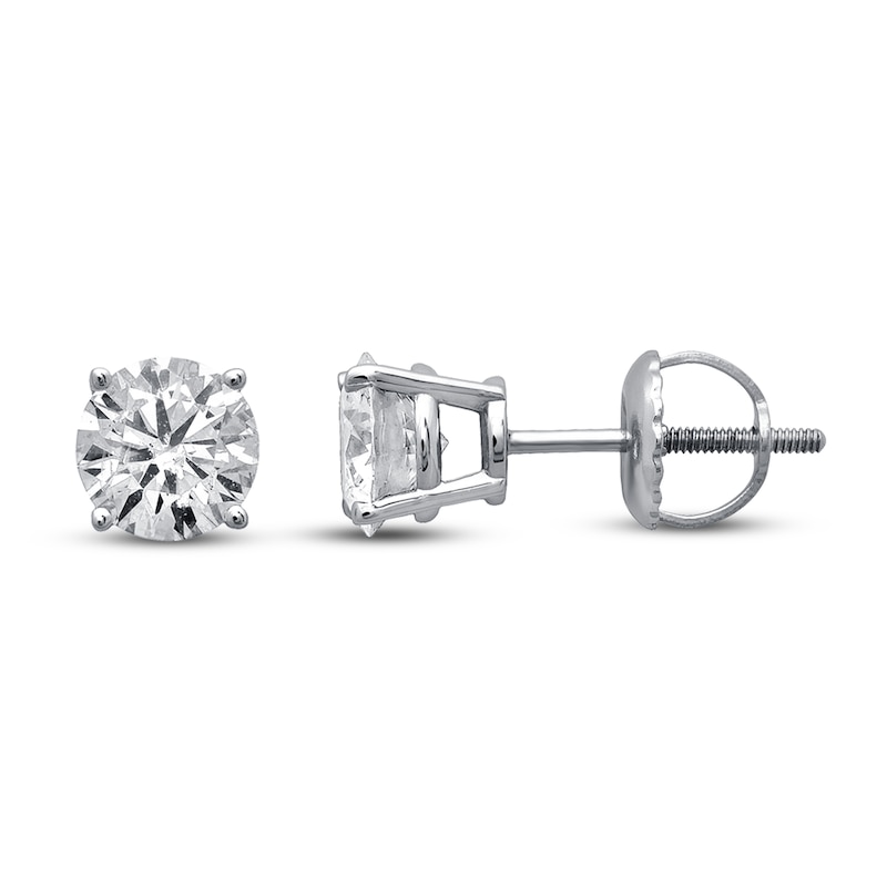 Certified Diamond Earrings 1-1/4 ct tw Round-cut 14K White Gold (I/I1)