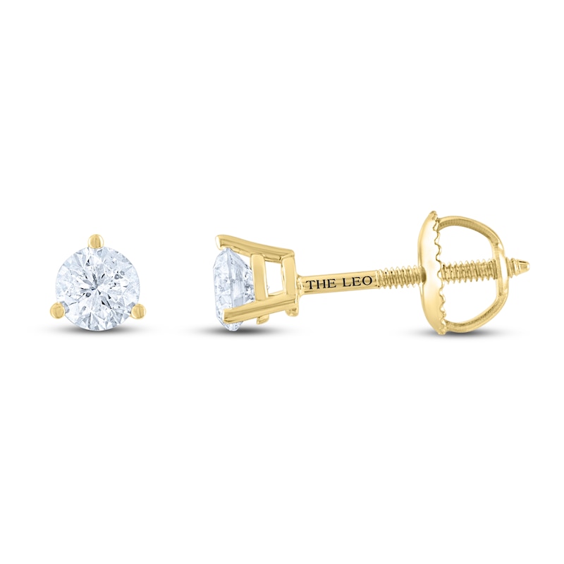 THE LEO Diamond Solitaire Earrings 1/2 ct tw Round-cut 14K Yellow Gold