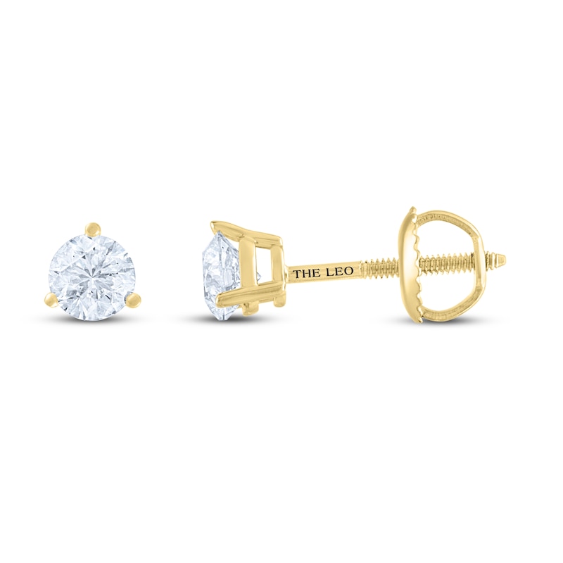 THE LEO Diamond Solitaire Earrings 3/4 ct tw Round-cut 14K Yellow Gold (I/I1)