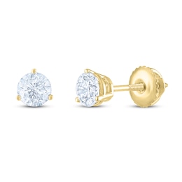 THE LEO Diamond Solitaire Earrings 1 ct tw Round-cut 14K Yellow Gold