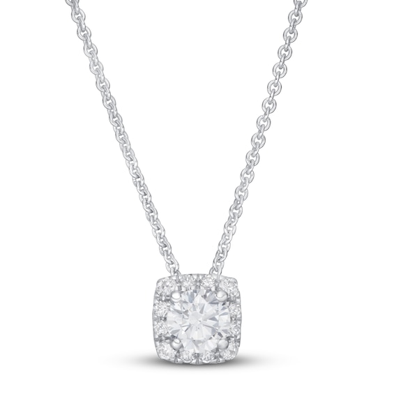 Diamond Necklace 1/2 ct tw Round-cut 14K White Gold 18" (I/I2)