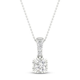 Diamond Solitaire Necklace 1/3 ct tw Round-cut 10K White Gold 18&quot;