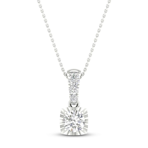 Diamond Solitaire Necklace 1/3 ct tw Round-cut 10K White Gold 18" (I/I3)
