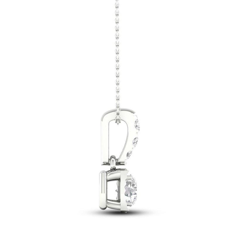 Main Image 3 of Diamond Solitaire Necklace 1/3 ct tw Round-cut 10K White Gold 18&quot; (I/I3)