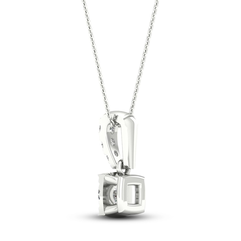 Main Image 4 of Diamond Solitaire Necklace 1/3 ct tw Round-cut 10K White Gold 18&quot; (I/I3)