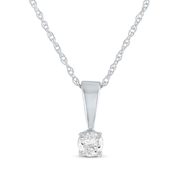 Diamond Solitaire Necklace 1/10 ct tw Round-cut 14K White Gold 18&quot;
