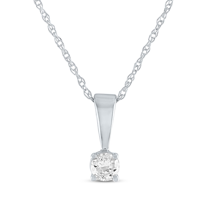 Main Image 1 of Diamond Solitaire Necklace 1/10 ct tw Round-cut 14K White Gold 18&quot; (J/I3)