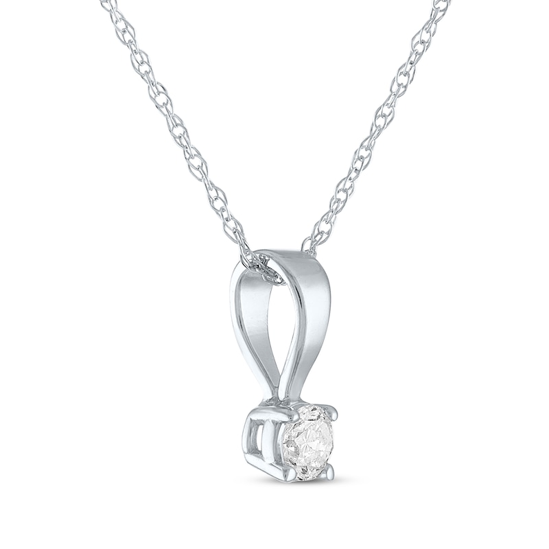 Main Image 2 of Diamond Solitaire Necklace 1/10 ct tw Round-cut 14K White Gold 18&quot; (J/I3)