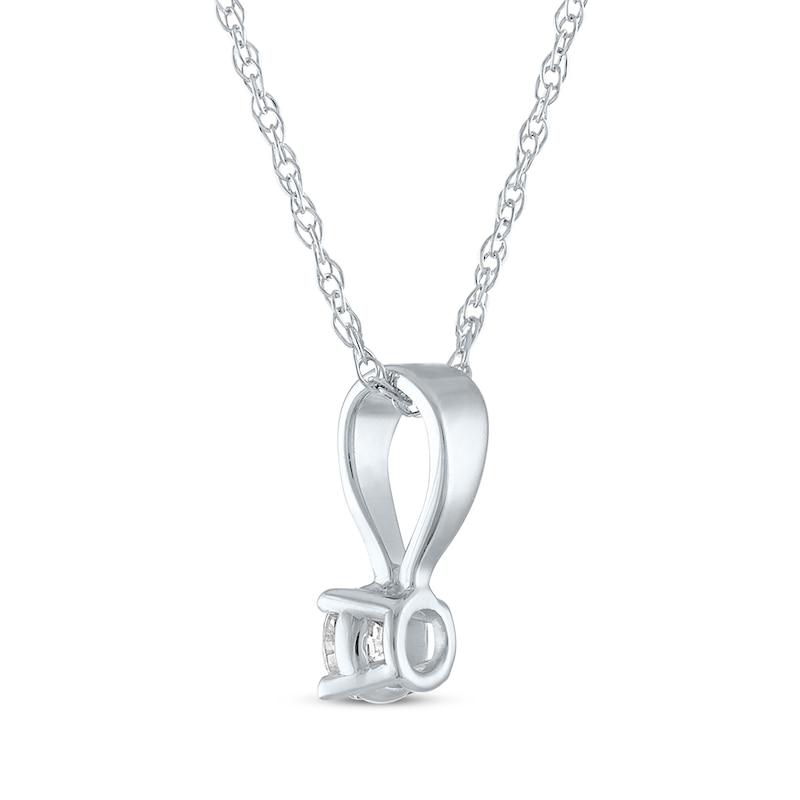 Diamond Solitaire Necklace 1/10 ct tw Round-cut 14K White Gold 18" (J/I3)