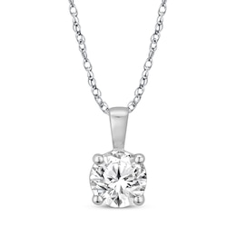 Diamond Solitaire Necklace 1/4 ct tw Round-cut 14K White Gold 18&quot;