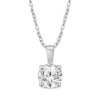 Diamond Solitaire Necklace 1/4 ct tw Round-cut 14K White Gold 18