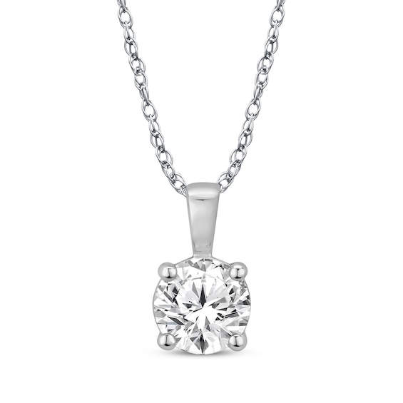 Diamond Solitaire Necklace 1/4 ct tw Round-cut 14K White Gold 18" (J/I3)