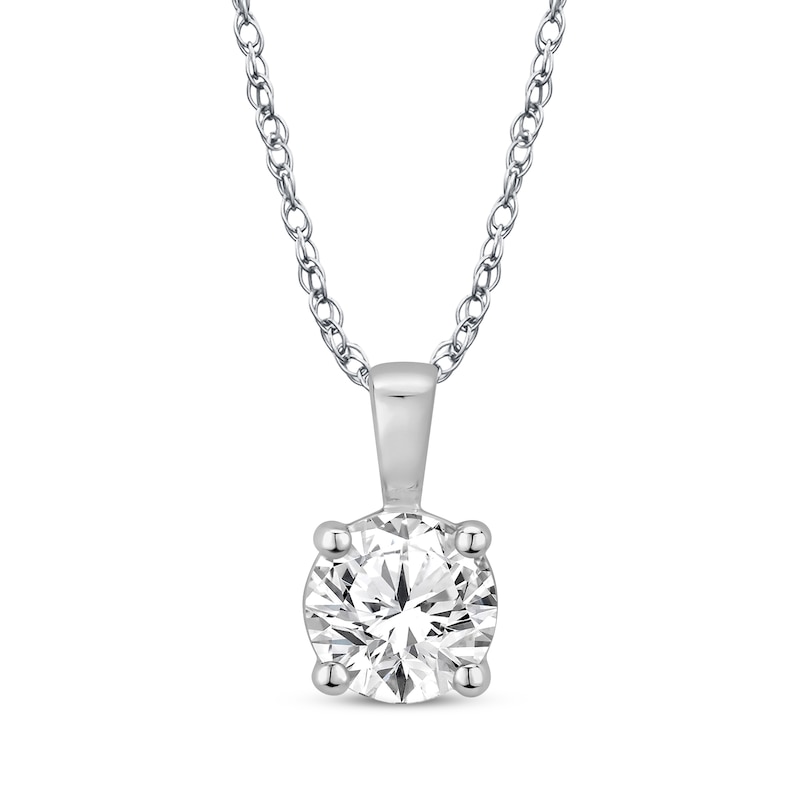 Diamond Solitaire Necklace 1/4 ct tw Round-cut 14K White Gold 18" (J/I3)