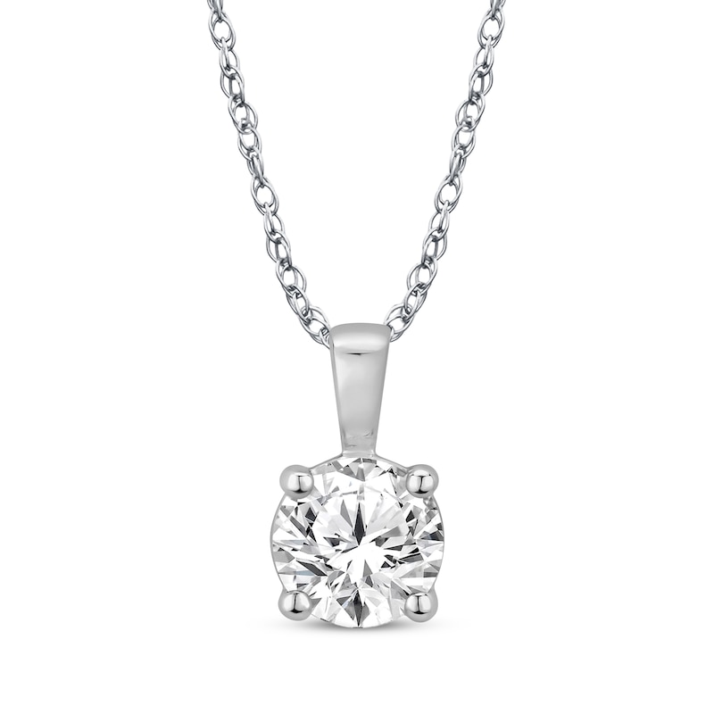 Main Image 1 of Diamond Solitaire Necklace 1/4 ct tw Round-cut 14K White Gold 18&quot; (J/I3)