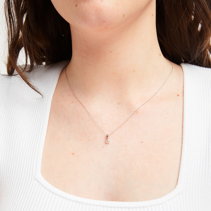 Main Image 2 of Diamond Solitaire Necklace 1/4 ct tw Round-cut 14K White Gold 18&quot; (J/I3)