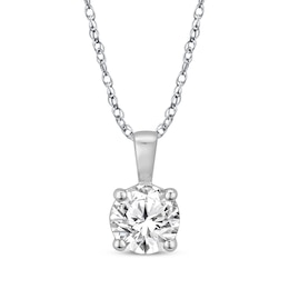 Diamond Solitaire Necklace 1/2 ct tw Round-cut 14K White Gold 18&quot;
