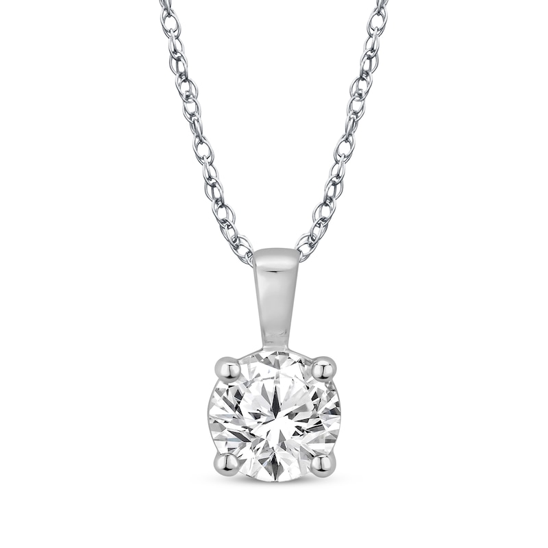 Main Image 1 of Diamond Solitaire Necklace 1/2 ct tw Round-cut 14K White Gold 18&quot; (J/I3)