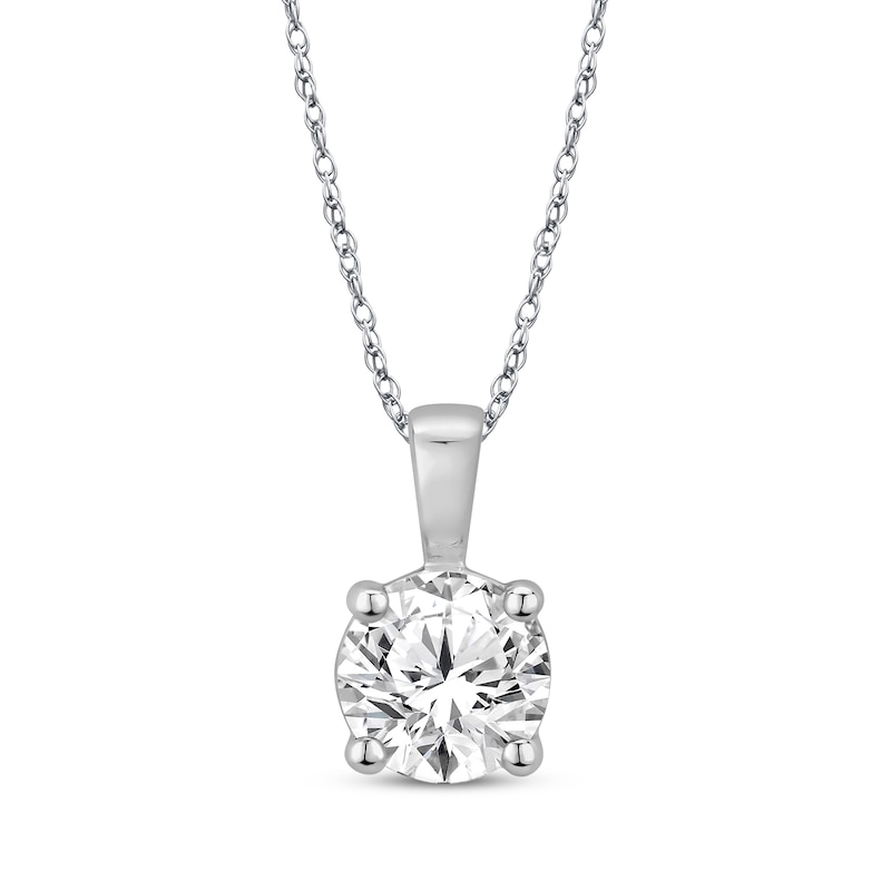 Main Image 1 of Diamond Solitaire Necklace 1 ct tw Round-cut 14K White Gold 18&quot; (J/I3)