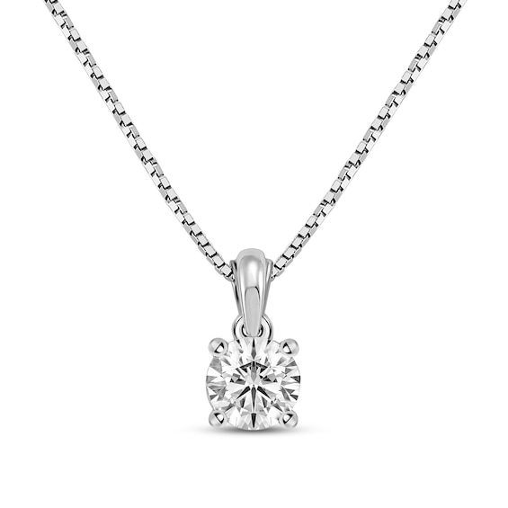 GSI Solitaire Diamond Necklace 1/4 ct tw Round-cut 14K White Gold 18" (I/I1)