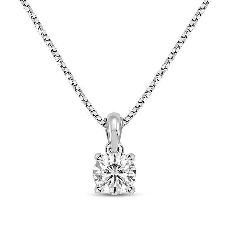 GSI Solitaire Diamond Necklace 1/4 ct tw Round-cut 14K White Gold 18 ...