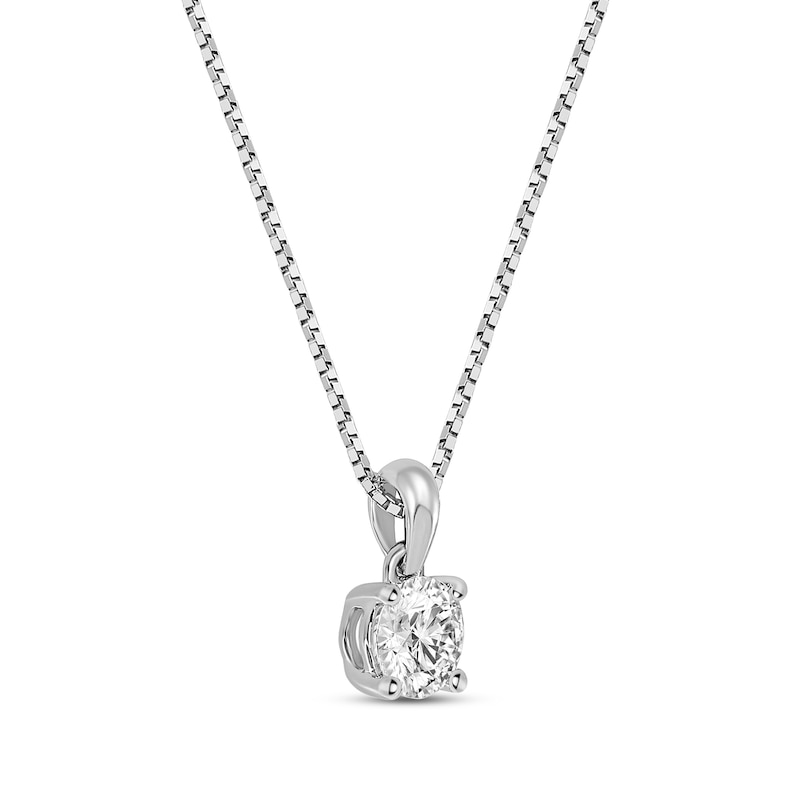 Main Image 2 of GSI Solitaire Diamond Necklace 1/4 ct tw Round-cut 14K White Gold 18&quot; (I/I1)