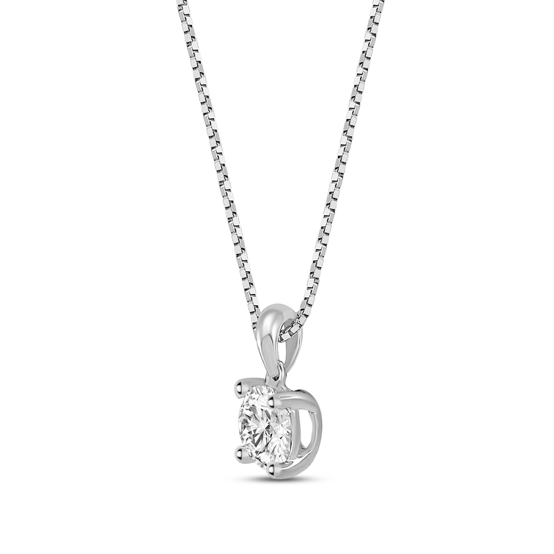 GSI Solitaire Diamond Necklace 1/4 ct tw Round-cut 14K White Gold 18"