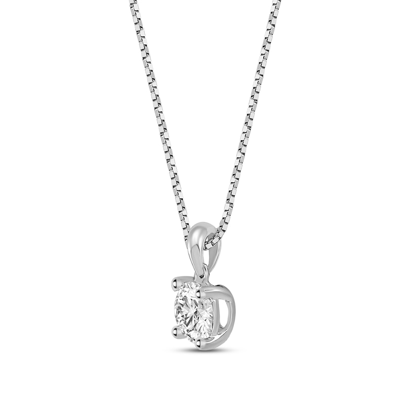 Main Image 3 of GSI Solitaire Diamond Necklace 1/4 ct tw Round-cut 14K White Gold 18&quot; (I/I1)
