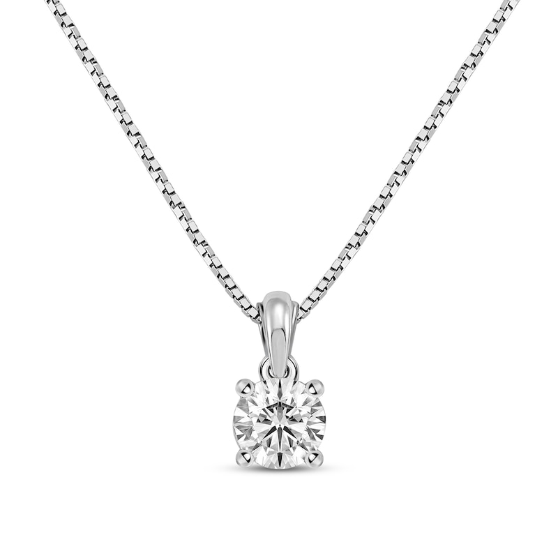 GSI Solitaire Diamond Necklace 1/3 ct tw Round-cut 14K White Gold 18" (I/I1)