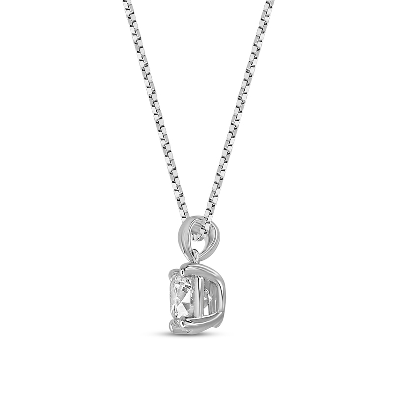 GSI Solitaire Diamond Necklace 1/3 ct tw Round-cut 14K White Gold 18" (I/I1)