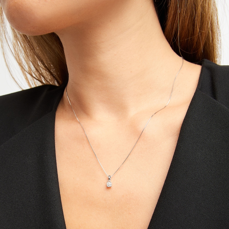 Main Image 5 of GSI Solitaire Diamond Necklace 1/3 ct tw Round-cut 14K White Gold 18&quot; (I/I1)