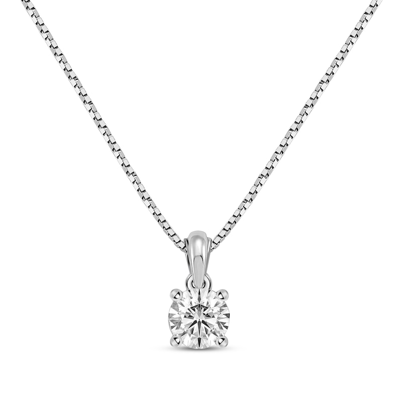 GSI Solitaire Diamond Necklace 1/2 ct tw Round-cut 14K White Gold 18" (I/I1)