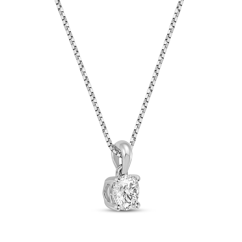 GSI Solitaire Diamond Necklace 1/2 ct tw Round-cut 14K White Gold 18" (I/I1)