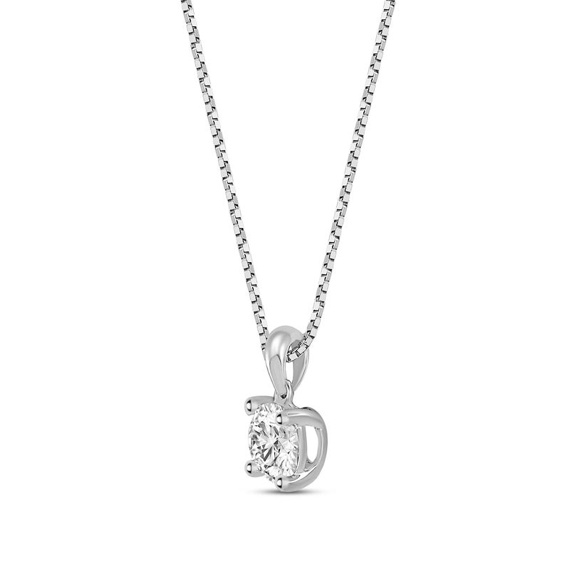 GSI Solitaire Diamond Necklace 1/2 ct tw Round-cut 14K White Gold 18" (I/I1)