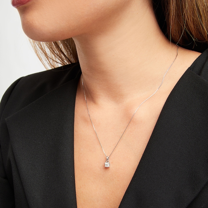 Main Image 5 of GSI Solitaire Diamond Necklace 1/2 ct tw Round-cut 14K White Gold 18&quot; (I/I1)