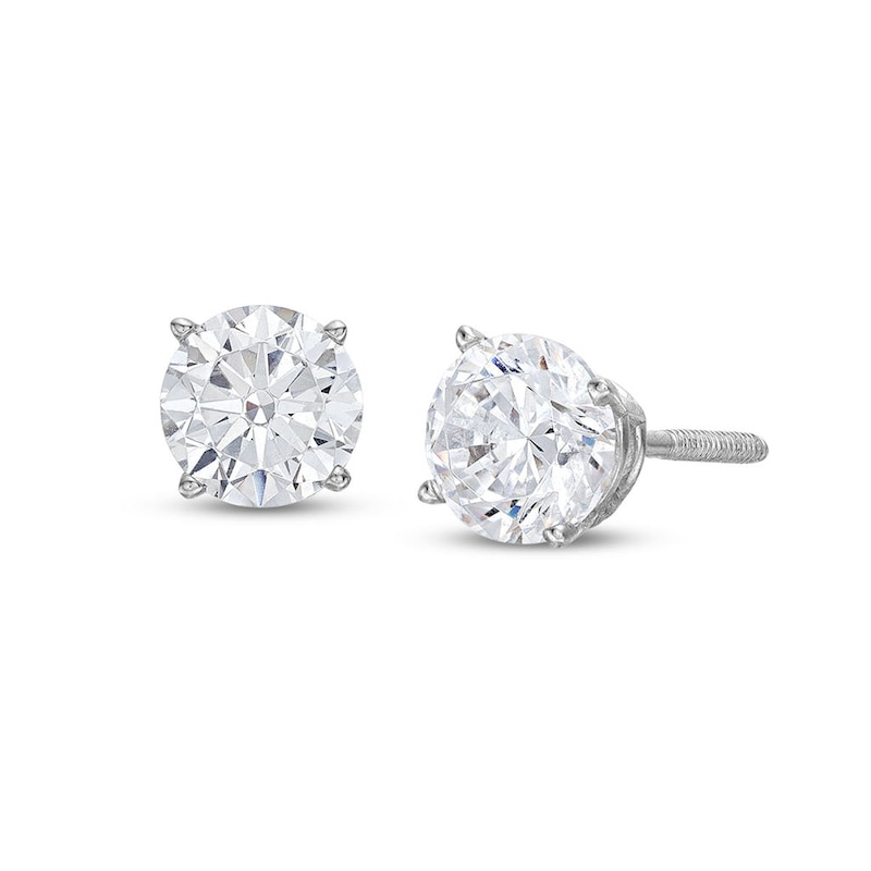 Main Image 1 of KAY Lab-Grown Diamonds Solitaire Stud Earrings 1 ct tw 14K White Gold (F/SI2)