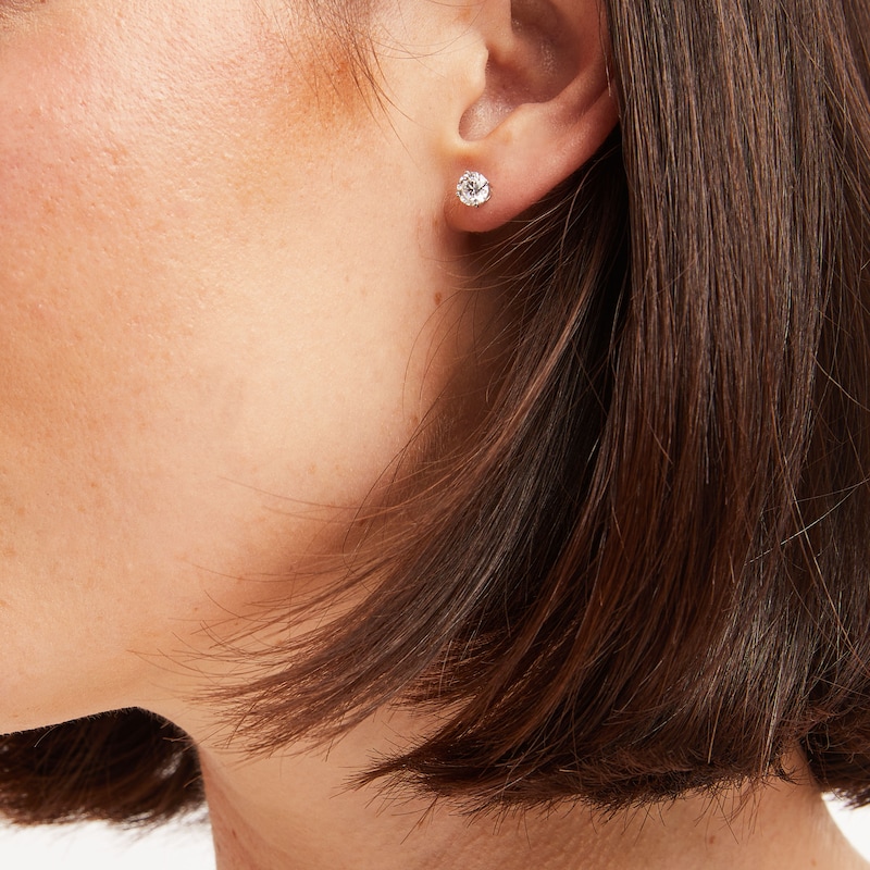 Main Image 5 of KAY Lab-Grown Diamonds Solitaire Stud Earrings 1 ct tw 14K White Gold (F/SI2)
